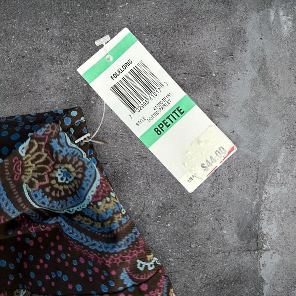 vintage paisley midi skirt y2k boho indie fairycore 90s ruffle hem - Picture 3 of 4